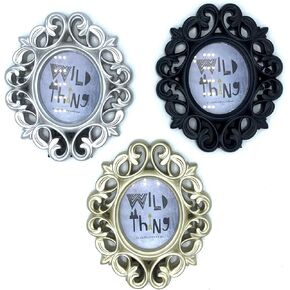 Azi 3 Small Vintage Style Baroque Ornate Oval Picture Frame 6.5" x 5.75" Picture Frames Fit Picture 3.25 by 2.75 in Gold, Black & Silver for Wall and Tabletop Display