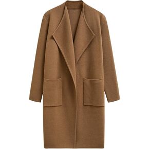 CHICWISH Women Open Front Knit Long Cardigan Patch Pocket Long Sleeve Fall Winter Casual Chunky Coatigan Sweater Coat