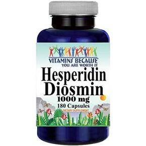 Hesperidin Diosmin 180 Capsules 50mg/450mg - (Non-GMO, Gluten Free) Promotes Lymphatic Drainage & Supports Circulation - Made in USA - Vitamins Because