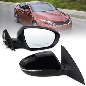 Right Passenger Side Mirror Compatible With 2014 2015 Kia Optima With Manual Folding Power Glass Turn Signal Heated Black Replace#876204C501(6Pins)