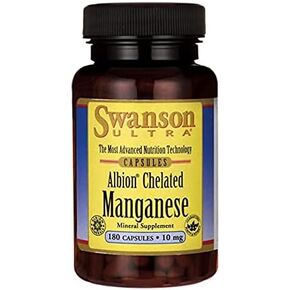 Swanson Albion Chelated Manganese 10 Milligrams 180 Capsules