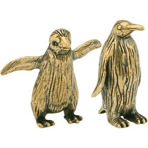 FOMIYES 2pcs Brass Penguin Figurines Small Penguin Statue Ocean Arctic Animal Collectible Sculptures Feng Shui Animal Figures Sculpture for Festival Favors Cake Decoration Desk Ornament