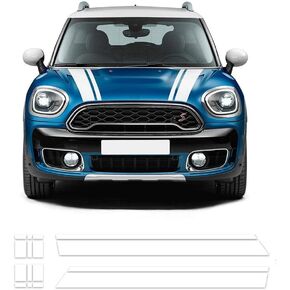Bonnet Stripe Graphics Sticker Hood Trunk Rear Decal Stickers for Mini Cooper S Countryman 2nd Gen F60 2017-2020 (Gloss White)
