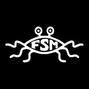 EvolveFISH FSM Flying Spaghetti Monster Weatherproof Vinyl Decal - [White][5"]