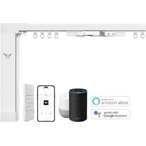 Osprey Smart Curtain Track, 70.8inch/1.8m - 129.9inch/3.3m, Remote Control & Automate App, Compatible with Alexa, Google, Ceiling and Wall Mounted Motorized Curtain Opener