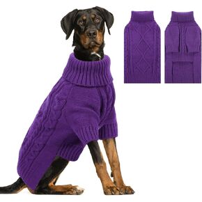 ASENKU Knitted Dog Sweater, Pullover Big Thermal Dog Winter Sweater, Turtleneck Doggy Sweater for Large Medium Dogs Boy Girl,Warm Pet Sweater Outfit Border Collie,Pit Bull,Golden Retriever, L