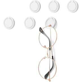 Mabor 6Pcs Sunglass Organizer Wall Mount Adhesive Sunglass Holder for Wall Hanging Sunglass Wall Organizer White Glasses Wall Holder Eye Glasses Storage Organizer