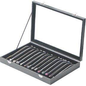 صينية قلادة Julysky، منظم صندوق القلادة، منظم القلادة المخملية، صواني تنظيم المجوهرات للنساء، عرض المجوهرات للبيع (أسود) in Kuwait