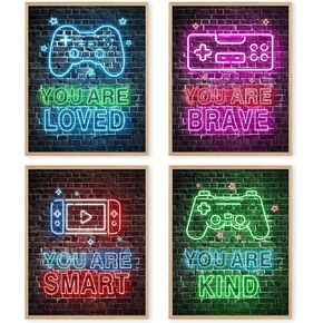Boat Wades Video Games Gaming Unframed Wall Art Prints,Black White Game Theme Posters Prints Pictures,Boys Gaming Wall Decor,Boys Gaming Decorations,Boys Gaming Room Decor,8x10 Inches Set of 4