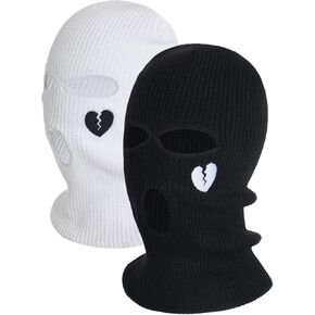 MakeMeChic Men's 3 Pcs 3 Holes Ski Masks Knitted Full Face Cover Winter Balaclava