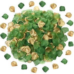 1800 Pieces Flower Petals for Weddings Flower Confetti Green and Gold Silk Rose Artificial Petals Turquoise Flower Petals for Baby Shower Centerpieces Flower Hotel Home Vase Decoration