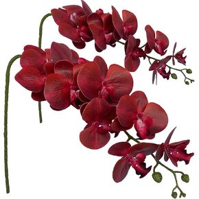 FagusHome Artificial Phalaenopsis Flowers Branches 9 Large Blooms Artificial Orchid Flowers Stem Plants 42 Inches 2 Pcs for Home Wedding Décor (White)