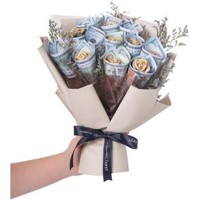 Locerodi Money Flower Bouquet, Money Bouquet for Cash Gift, Unique Gifts for Valentine's Day, Mother's Day, Thanksgiving, Birthday, Anniversary… (Champagne)