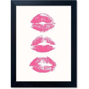 Pink Makeup Room Wall Art Fashion Canvas Wall Art Beauty Room Decor Art Pink Lips Canvas Artwork Trendy Girly Wall Art Women Bedroom Bathroom Decor Print