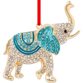 WhatSign Elephant Christmas Ornament - Metal Elephant Ornament for Christmas Tree Friendship Sisterhood Elephant Decorations Elephant Christmas Hanging Ornament Keepsake Gifts for Kids Girls