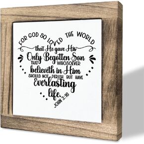 Bible Verse John 3:16 Box Sign, For God So Loved The World that He Gave, Wooden Plaque Gift Tabletop, Decorative Sign Table Decor, Positive Scripture Wood Sign, Encouragement Gift for Christian