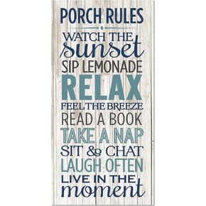 Porch Rules Rustic Wood Wall Sign (12x24)