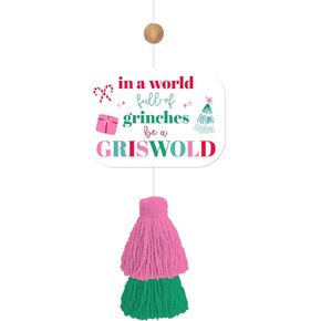 Mary Square Festive Chic Holiday Gingerbread House 8 x 3 Cardboard and Yarn Home Office Car Air Freshener Accessory With Tassels and Holiday Hearth Scent