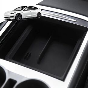 HOPON Center Console Organizer Tray for Tesla Model 3 Model Y 2021 2022 Silicone Hidden Storage Box Tesla Interior Accessories Black