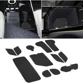 SENSHINE for Kia EV6 Accessories 2022 2023 2024 Cup Holder Insert Liner Non-Slip Anti Dust Center Console Shifter Liner Trim Door Pocket Slot Mats Premium Custom Interior 12-PC Set (Gray Trim)
