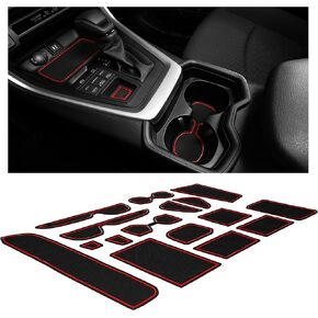 CupHolderHero يناسب ملحقات Toyota RAV4 2013-2018، حشوات حامل أكواب داخلية مضادة للانزلاق ومضادة للغبار، سجادات بطانة وحدة التحكم المركزية، وبطانات جيب الباب، مجموعة 16 قطعة (زخرفة رمادية)