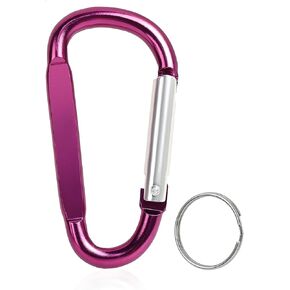 2PCS Carabiner Clip, 3" Large Aluminum Clips D Ring Shape Carabiner, Contain 2 Key Chain and 2 Key Ring Keychain Hook