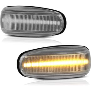 VIPMOTOZ Amber LED Strip Side Indicator Light Front Fender Turn Signal Lamp For Mercedes-Benz CLK W208 C208 SLK R170 Compatible with Dodge Sprinter, Chrome Housing, 2-Piece Driver & Passenger Side