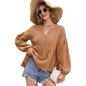 KOJOOIN Women's Long Peplum Tunic