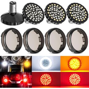 PBYMT 1157 ضوء إشارات الانعطاف، إشارات الانعطاف الأمامية الخلفية 2 بوصة، ضوء فرامل التشغيل مع 4 غطاء عدسات مدخنة متوافق مع Harley Davidson Touring Dyna Softail Sportster 1997-2024 in Kuwait