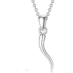 LELCHOUY Italian Horn Pendant Necklace 925 Sterling Silver/Stainless Steel Lucky Necklaces Protective Amulet Jewelry for Women Men