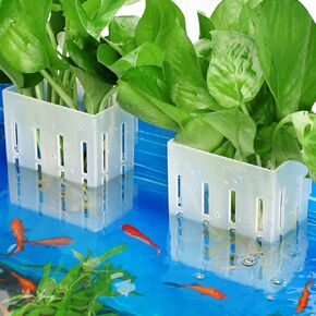 حامل نباتات حوض السمك المحسن مزود بخطافات وأكواب شفط لزراعة نباتات Aquaponic وديكورات Aquascape (شبه شفافة)