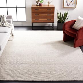 SAFAVIEH Natura Collection Area Rug - 10' x 14', Ivory, Handmade Solid Wool, Ideal for High Traffic Areas in Living Room, Bedroom (NAT801A)