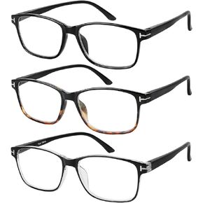 Success Eyewear Reading Glasses 3 Pair Stylish Quality Readers Spring Hinge Glasses for Reading for Men and Women