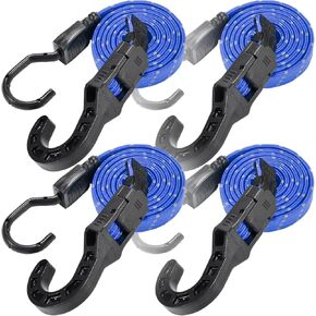4 Pack 36 inch Heavy Duty Outdoor Bungee Cords with Hooks - Quick Adjustable, Long Lasting Rubber Bungee Cords with Hooks for Luggage, Tarp, Outdoor (Gray)