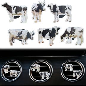 Black and White Cows Car Vent Clip,Car Air Fresheners Vent Clips Cute Car Vent Decorations,Bling Car Diffuser Car Interior Decoration Charm Car Vent Interior Accessories (6 Pcs Black and White)