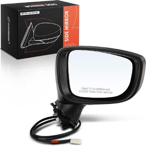 A-Premium Passenger Side Power Door Mirror - Compatible with Mazda 3 2017-2018, 3 Sport 2017-2018 - Non-Heated Folding Black Outside Rear View Mirror - Replace# BABF-69-121A