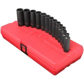 SUNEX TOOLS 3359 13 Piece 3/8-Inch Drive Deep Metric Socket Impact Set