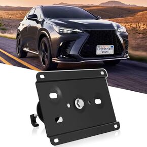 No Drill Front Grille Mount Tow Hook License Plate Mount Bracket Holder Relocator Compatible with Lexus LX J310 2022-2024, NX AZ20 2022-2024