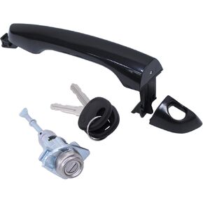 MOTOKU Front Left Black Exterior Door Handle and Door Lock Cylinder Kit for Hyundai Elantra 2017-2020 Driver Side w/ 2 Keys