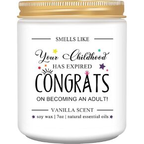 18th Birthday Candles, 18th Birthday Gifts for Girls Boys, 7oz Vanilla Scented Candle, Birthday Gifts for 18 Year Old Girls Boys Daughter Son Granddaughter Niece Friend