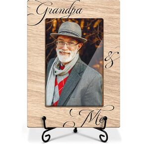 Grandpa Picture Frame, Wooden Photo Frame Gifts for Grandparent's Day, Birthday Gifts for Grandfather Grandpa, 4x6 Photo Frame For Tabletop Display, Home Living Room Table Decor -036
