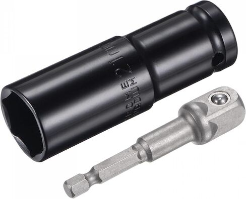 uxcell 1/2" Drive Socket Accessory Set, 19mm Deep 6-Point Impact Socket 3" Length and 1/4" Hex Shank Adapter in Kuwait