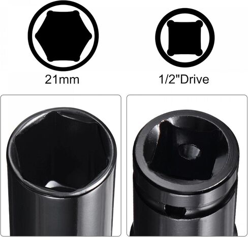 uxcell 1/2" Drive Socket Accessory Set, 19mm Deep 6-Point Impact Socket 3" Length and 1/4" Hex Shank Adapter in Kuwait