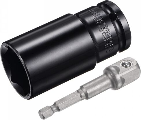 uxcell 1/2" Drive Socket Accessory Set, 19mm Deep 6-Point Impact Socket 3" Length and 1/4" Hex Shank Adapter in Kuwait