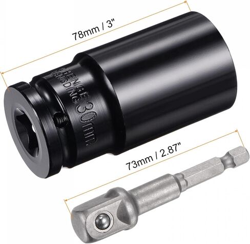 uxcell 1/2" Drive Socket Accessory Set, 19mm Deep 6-Point Impact Socket 3" Length and 1/4" Hex Shank Adapter in Kuwait