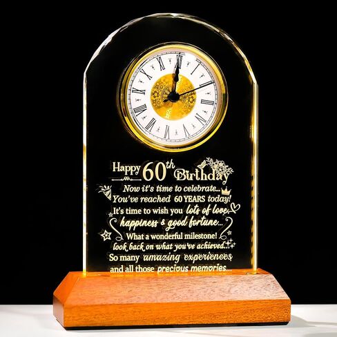 Ornalrist Happy 90th Birthday Quartz Clock Gifts for Men Women, 90 Years Old Birthday Present for Parents, 90th Birthday Gift for Couple Grandparents, Quartz Clock with Wooden LED Light Base in Kuwait