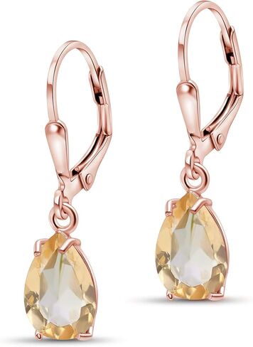 14K Rose Gold Plated Black Opal Leverback Earrings - Drop Earrings for Women - October Birthstone, Handmade 7x10 mm Teardrop Gemstone Vintage Jewelry - Trendy and Classic Elegant Gift for Women in Kuwait