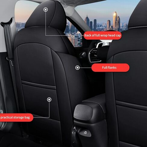 أغطية مقاعد مخصصة من AOMSAZTO لشركة Hyundai Elantra: 2021 2022 2023 2024 SE SEL 2021-2023 أغطية مقاعد السيارة من الجلد الأزرق الهجين مجموعة كاملة باللون الأسود in Kuwait