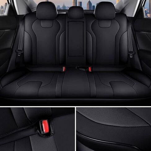 أغطية مقاعد مخصصة من AOMSAZTO لشركة Hyundai Elantra: 2021 2022 2023 2024 SE SEL 2021-2023 أغطية مقاعد السيارة من الجلد الأزرق الهجين مجموعة كاملة باللون الأسود in Kuwait