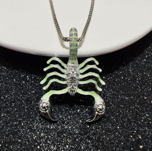 Stainless Steel Pendant Necklace Scorpion Punk Rock Necklace Scorpion Necklace Pendant Stainless Steel Luminous Scorpions Insect Necklace for Women Men Cool Glow in The Dark Jewelry(Blue） in Saudi Arabia